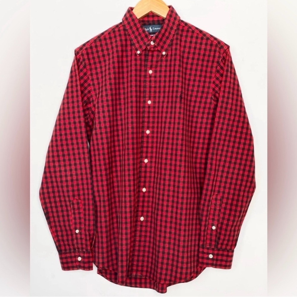 Polo Ralph Lauren Red and Black Plaid Men's Shirt CUSTOM FIT